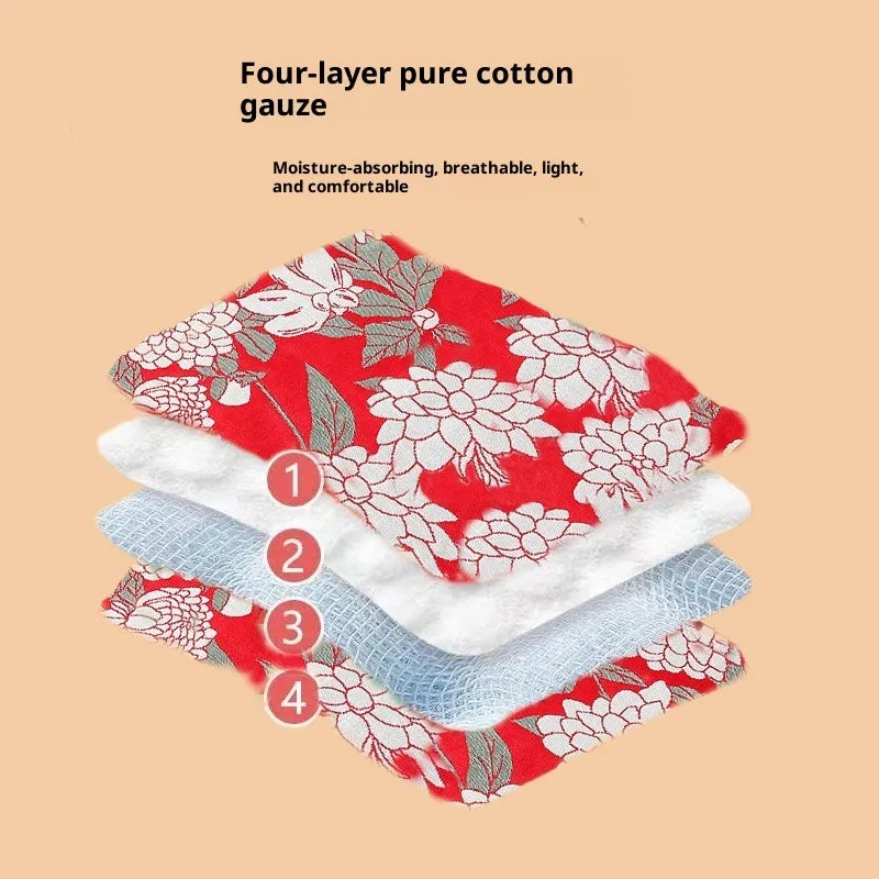 Class A cotton gauze square towel for kids, lint-free hanging handkerchief, 40x34cm, pure cotton plain weave, multi-colour pack