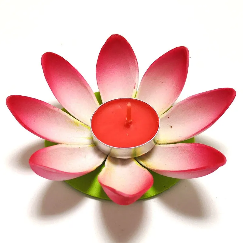 Single-layer plastic wishing lotus lantern in mixed colours, floating on water, available in 11cm and 15.5cm sizes