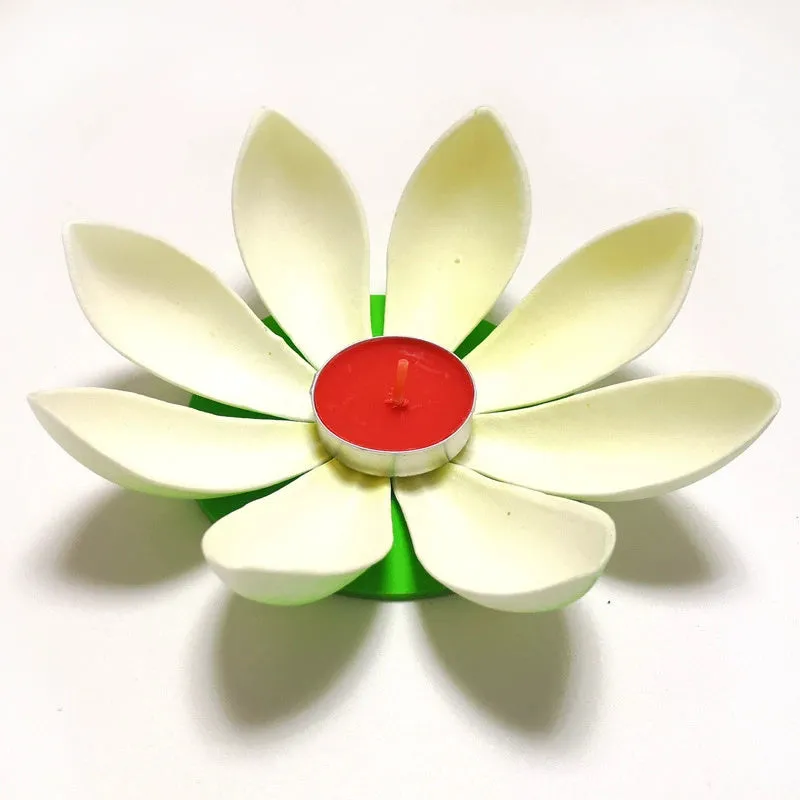 Single-layer plastic wishing lotus lantern in mixed colours, floating on water, available in 11cm and 15.5cm sizes