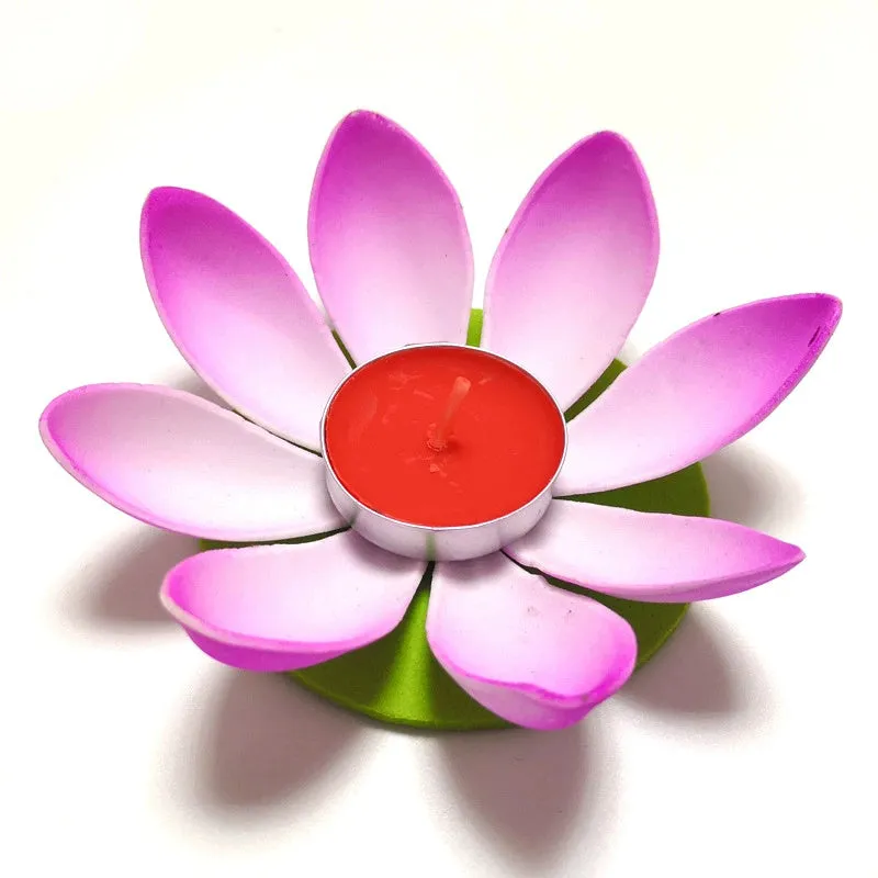 Single-layer plastic wishing lotus lantern in mixed colours, floating on water, available in 11cm and 15.5cm sizes