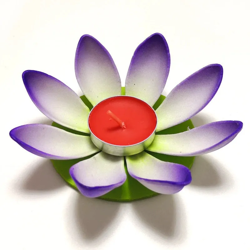 Single-layer plastic wishing lotus lantern in mixed colours, floating on water, available in 11cm and 15.5cm sizes