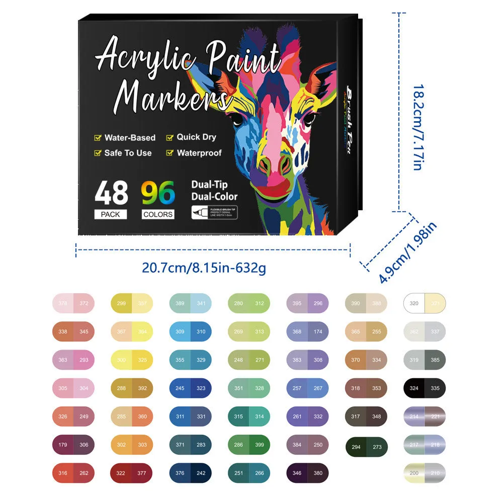 Double-headed two-colour acrylic marker pen set for children's painting with 24 to 168 colours