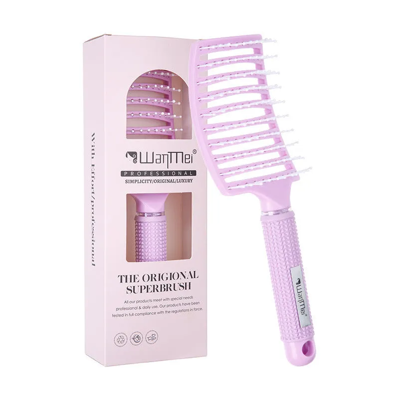 Jelly colour large hair curling comb made of ABS nylon, pink colour, boxed