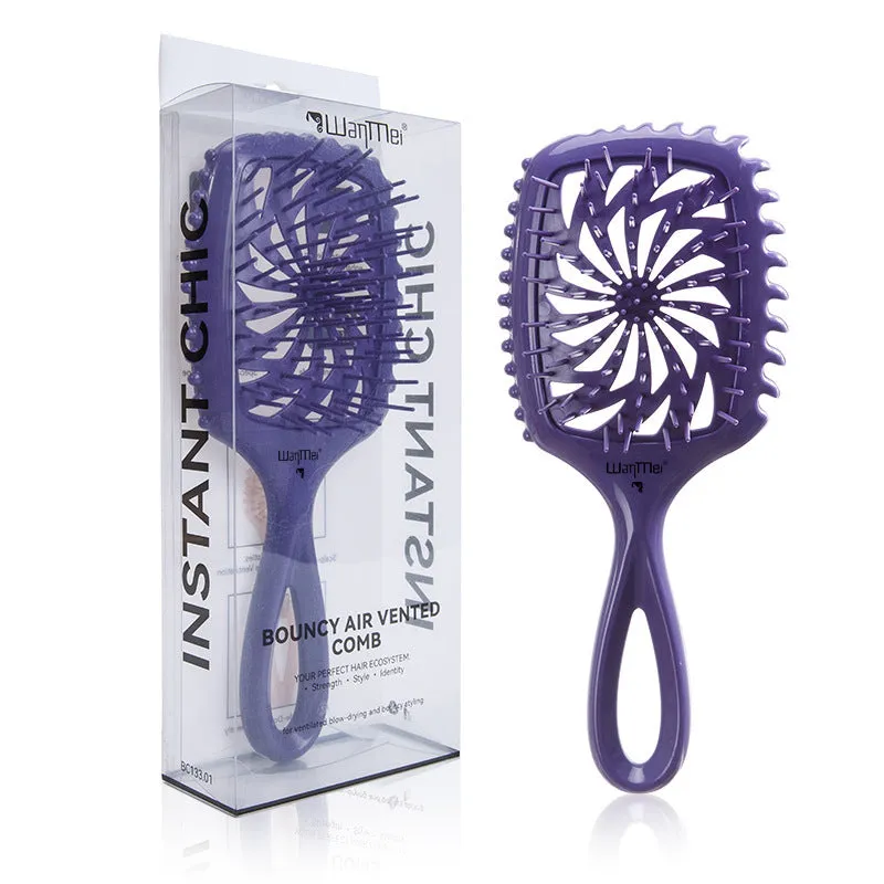 Whirlwind hollow hairdressing comb over 20cm in dark purple, ABS TPEE material