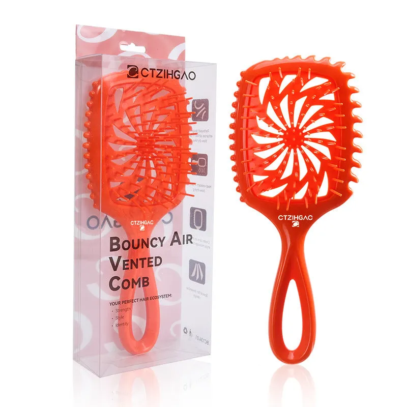 Whirlwind hollow hairdressing comb over 20cm in dark purple, ABS TPEE material