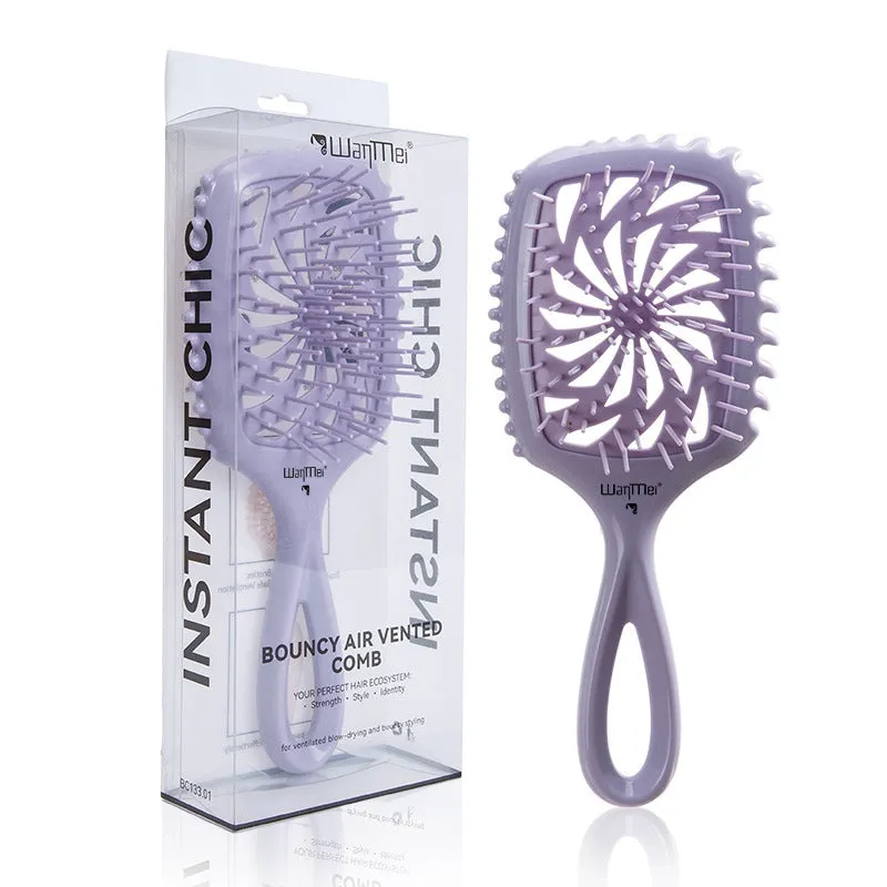 Whirlwind hollow hairdressing comb over 20cm in dark purple, ABS TPEE material