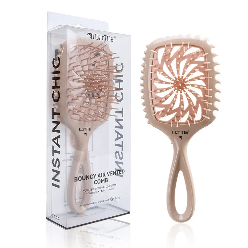 Whirlwind hollow hairdressing comb over 20cm in dark purple, ABS TPEE material