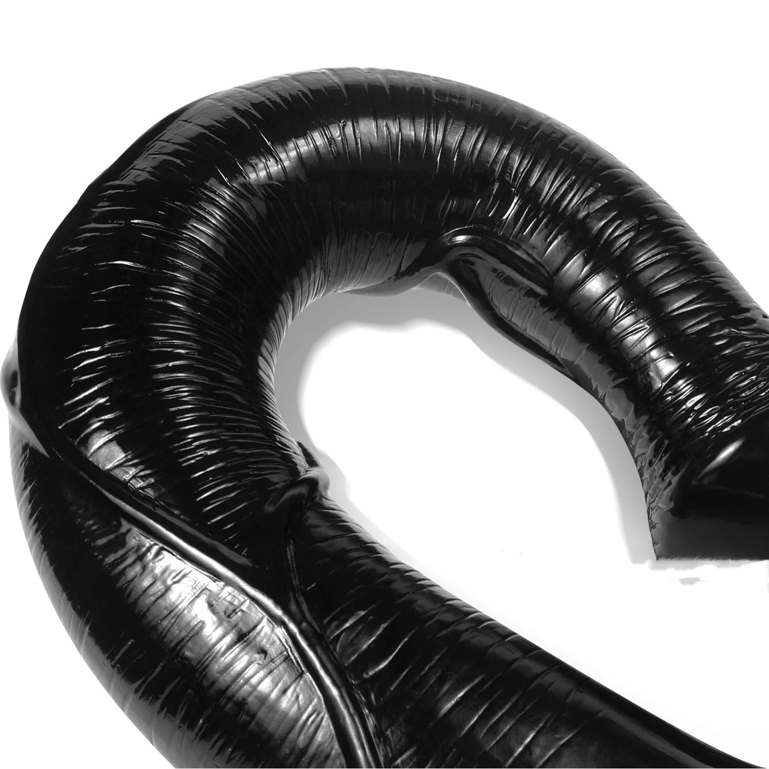 Black flesh colour PVC horsewhip with special-shaped super-long design on plain background