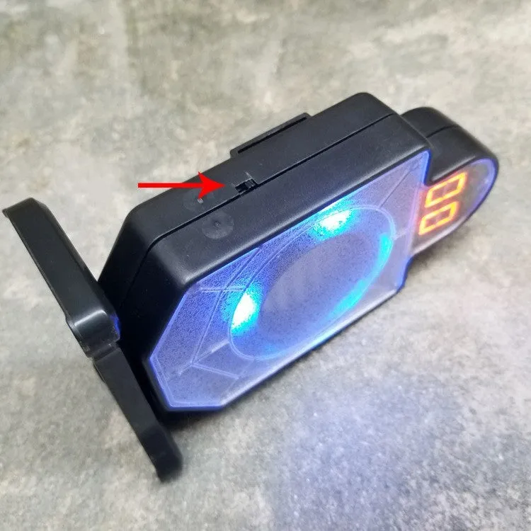 Plastic laser target with light and sound effects, dimensions 9 by 4.7 by 12.8 cm