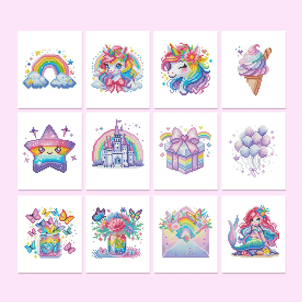 12 piece diamond painting kit set frameless acrylic 15x15cm with flower and animal themes