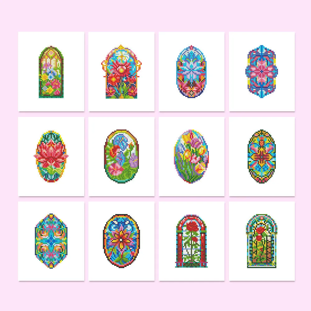 12 piece diamond painting kit set frameless acrylic 15x15cm with flower and animal themes