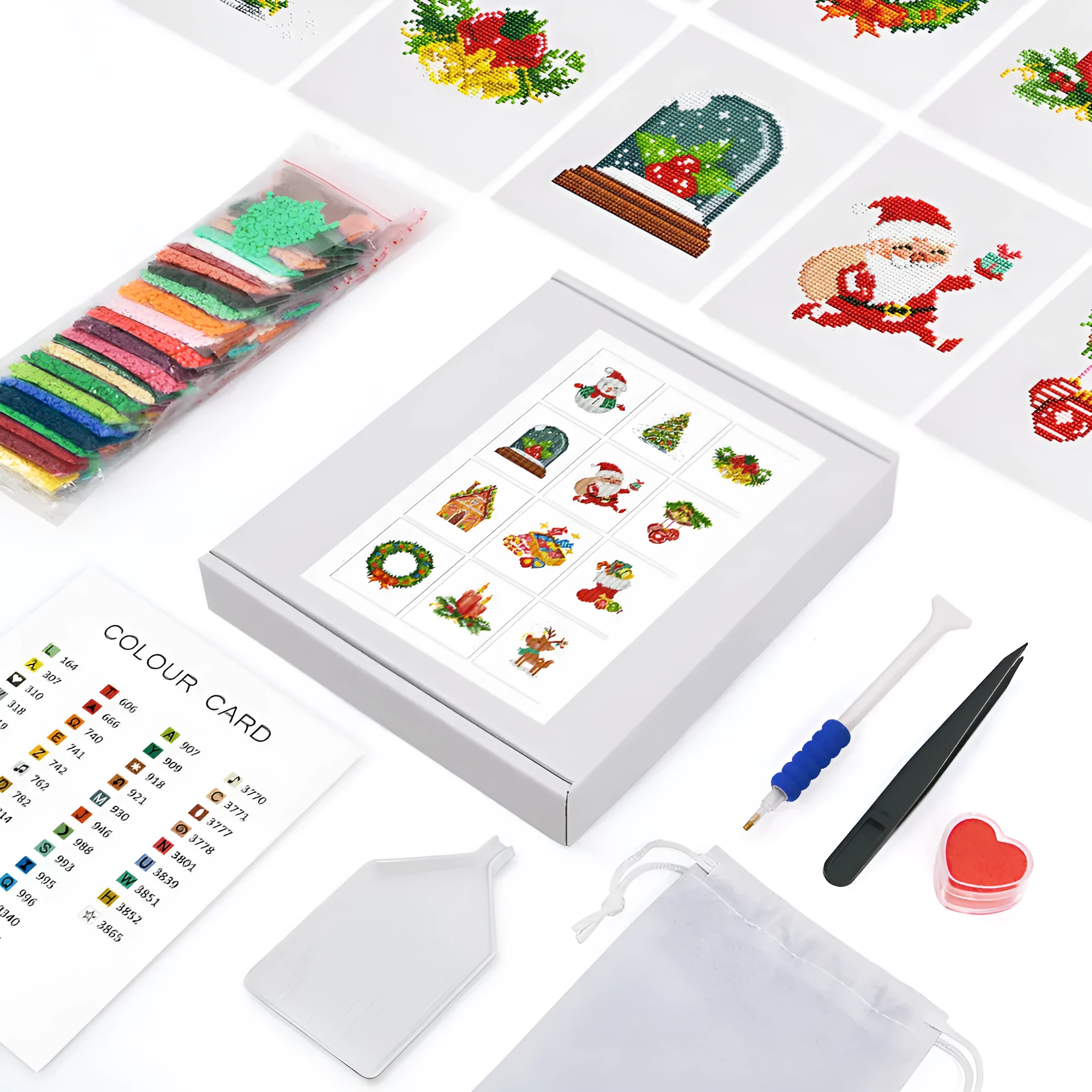 12 piece diamond painting kit set frameless acrylic 15x15cm with flower and animal themes