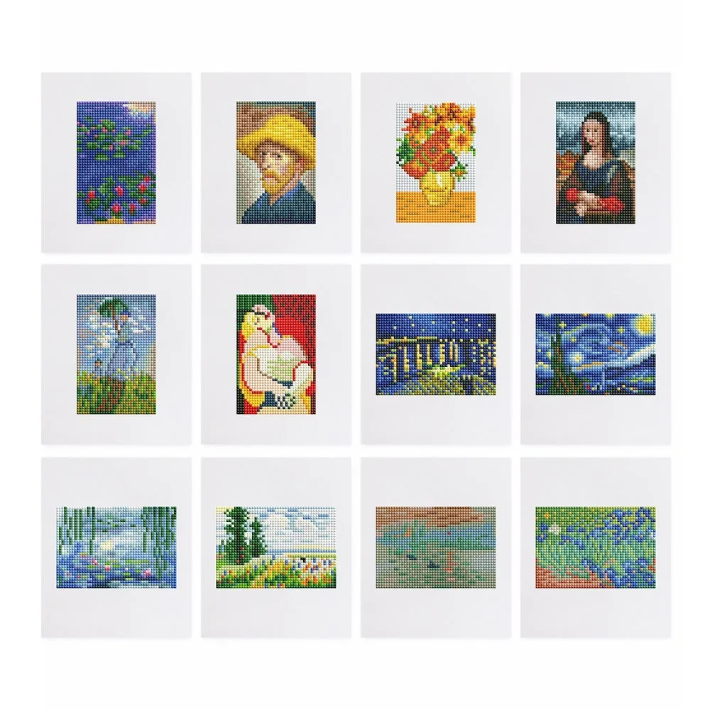 12 piece diamond painting kit set frameless acrylic 15x15cm with flower and animal themes