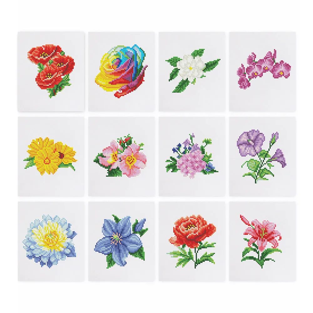 12 piece diamond painting kit set frameless acrylic 15x15cm with flower and animal themes