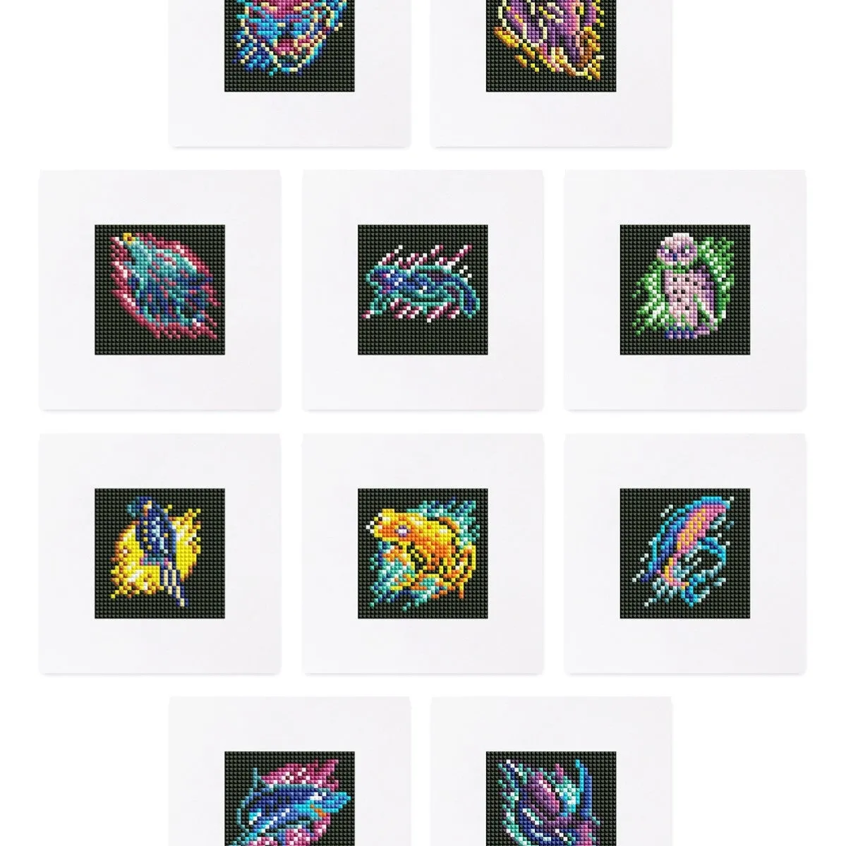 12 piece diamond painting kit set frameless acrylic 15x15cm with flower and animal themes