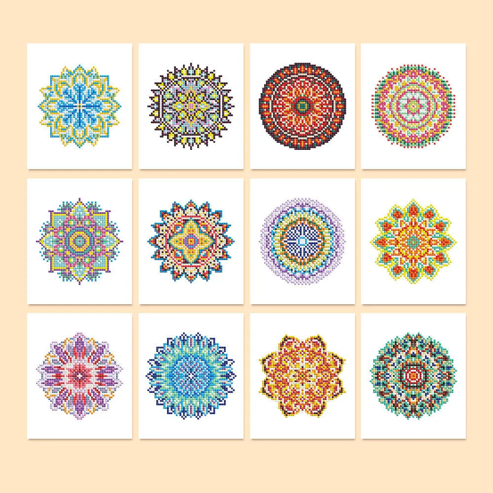 12 piece diamond painting kit set frameless acrylic 15x15cm with flower and animal themes
