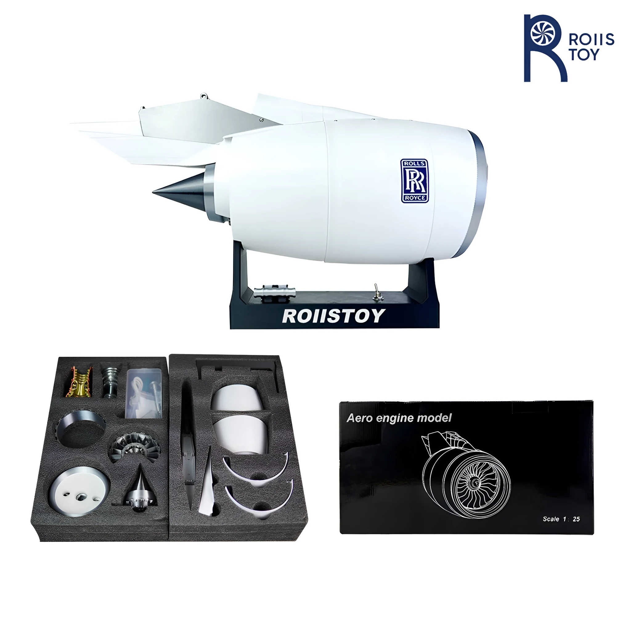 Airbus A380 model assembly kit 41cm plastic with blue light and red tail flame on display base