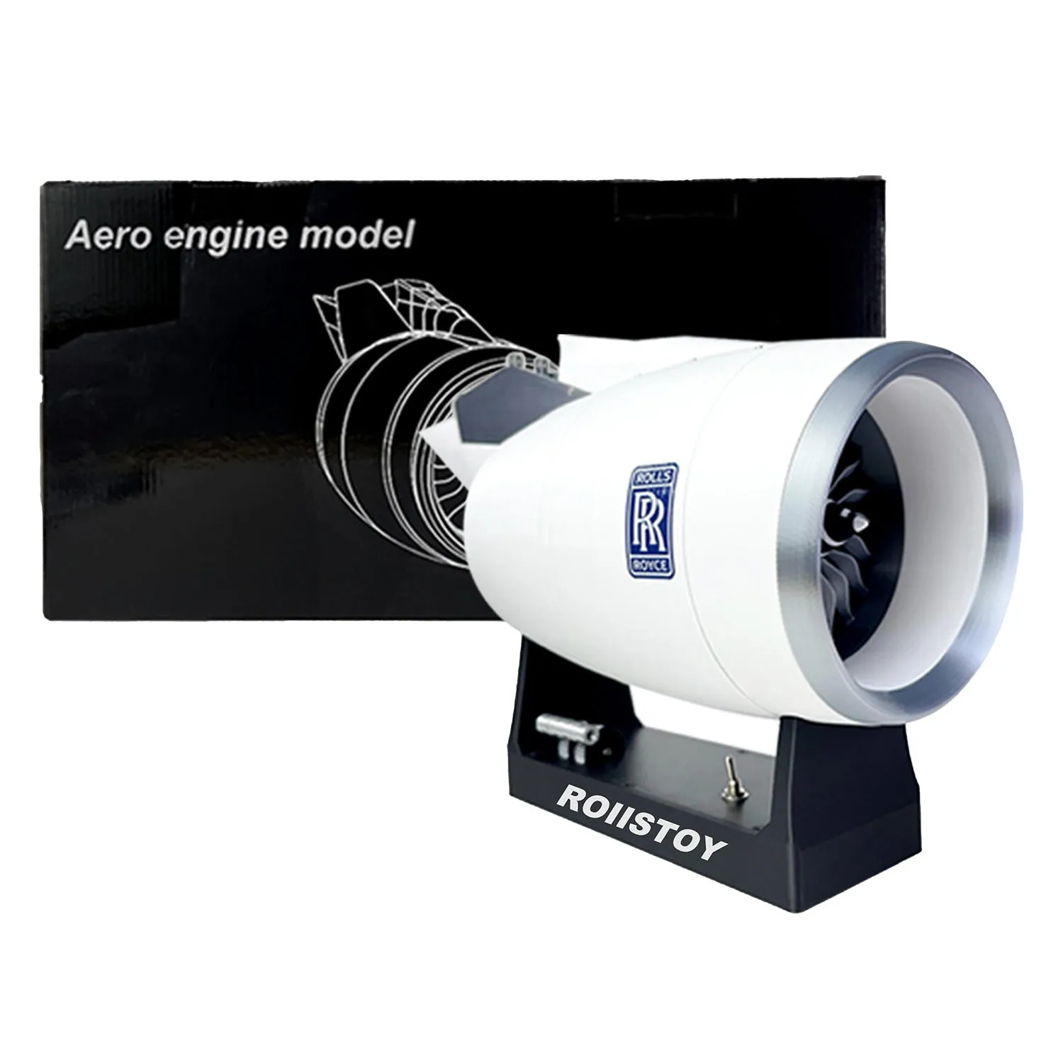 Airbus A380 model assembly kit 41cm plastic with blue light and red tail flame on display base