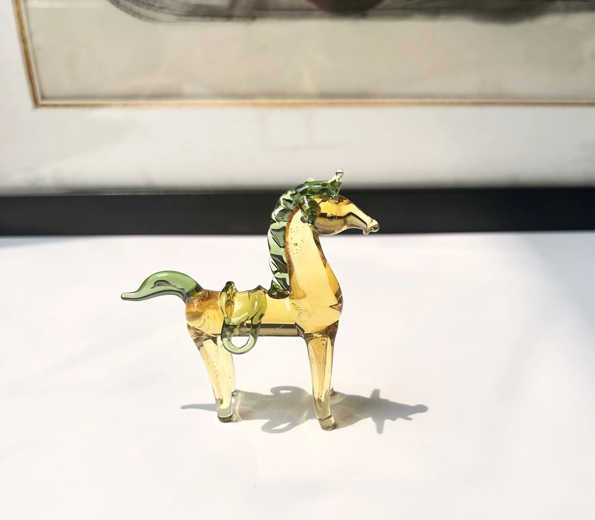 Glazed horse office decoration in coloured glaze material