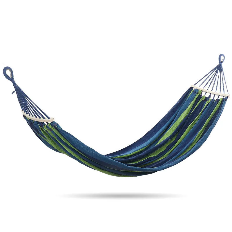 Red anti-flip single canvas striped buckle hammock for camping outdoor relaxation