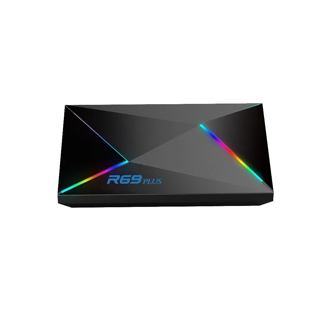 Android network set-top box with USB, HDMI, and Ethernet ports in black plastic casing