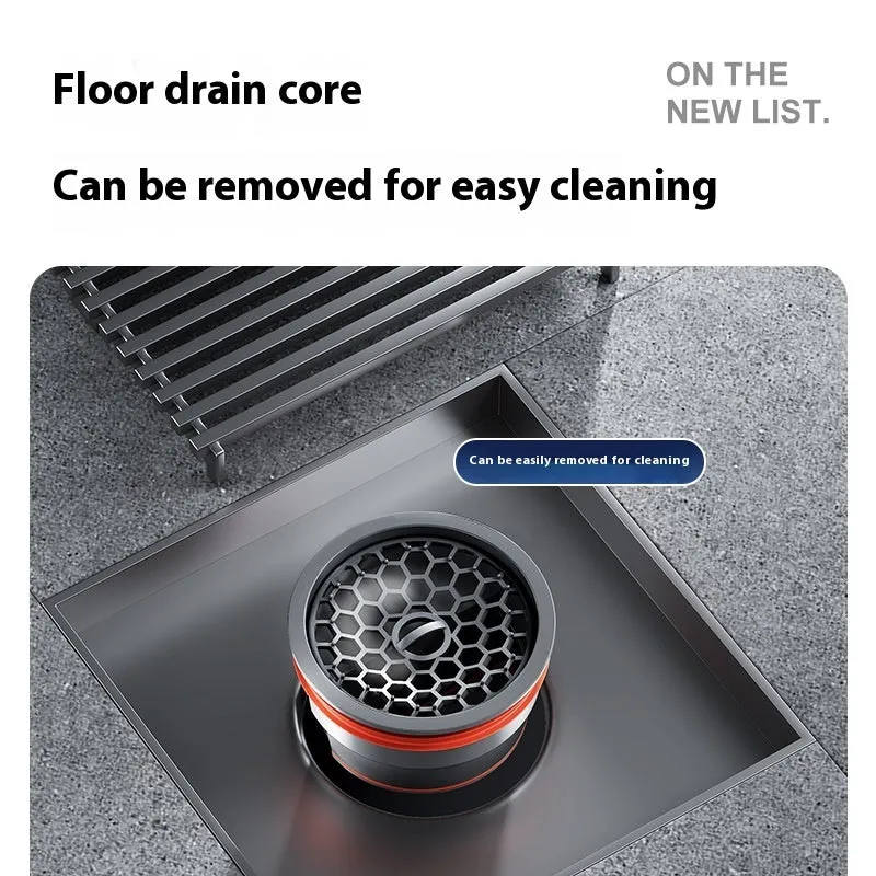 Gun grey 304 stainless steel courtyard floor drain with a 15x15cm grating.