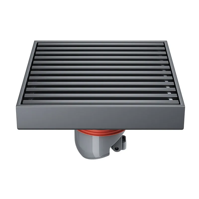 Gun grey 304 stainless steel courtyard floor drain with a 15x15cm grating.