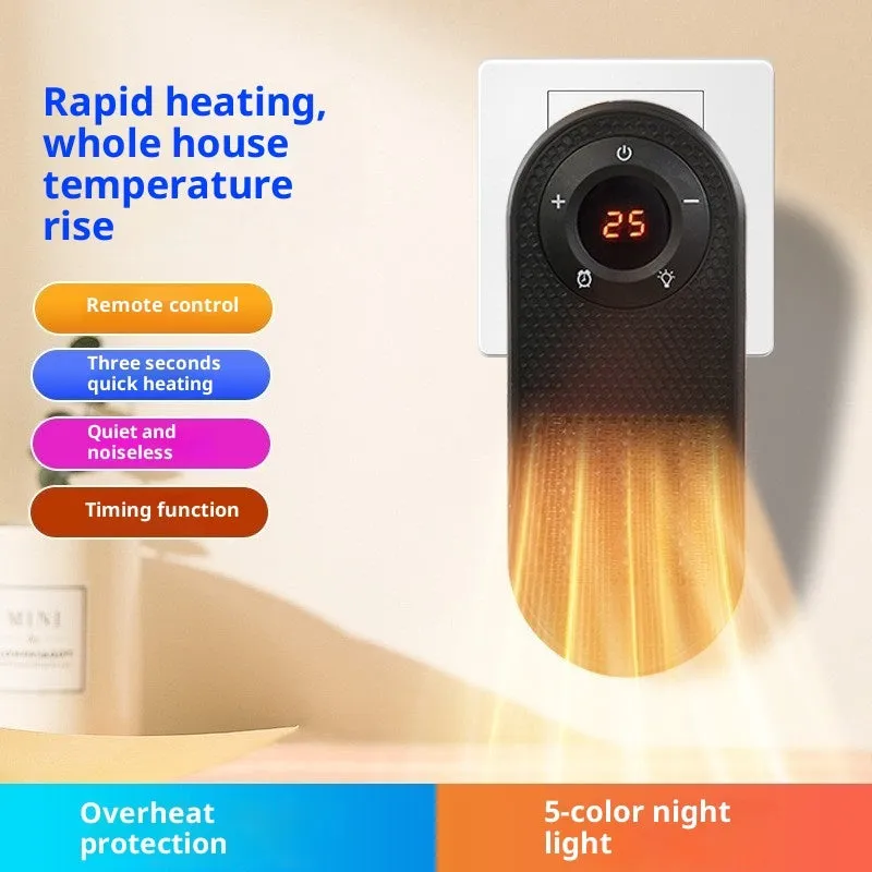 Mini black PTC heater with colourful light display and timer control for small rooms up to 20 sqm