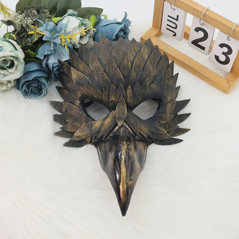 Black plastic bird mouth masquerade mask with horror style for Halloween