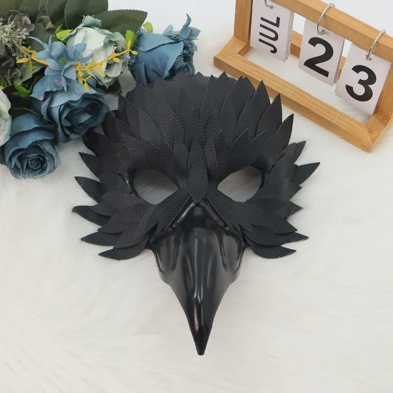 Black plastic bird mouth masquerade mask with horror style for Halloween