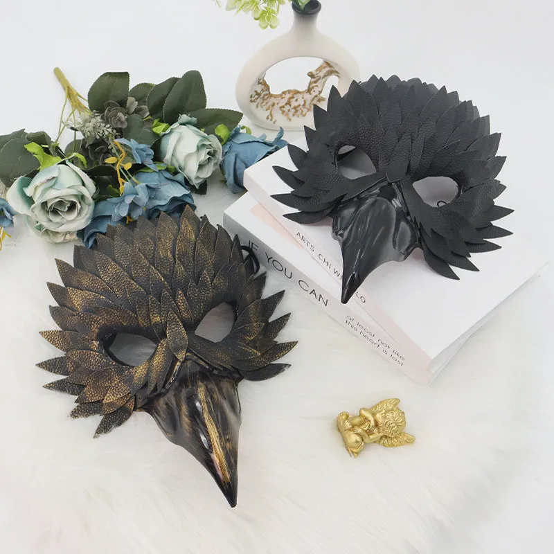 Black plastic bird mouth masquerade mask with horror style for Halloween