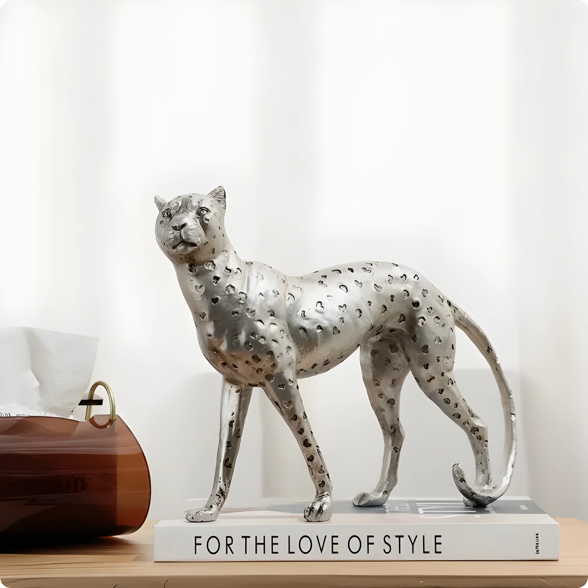 Leopard resin home ornament in American leopard colour with three design options