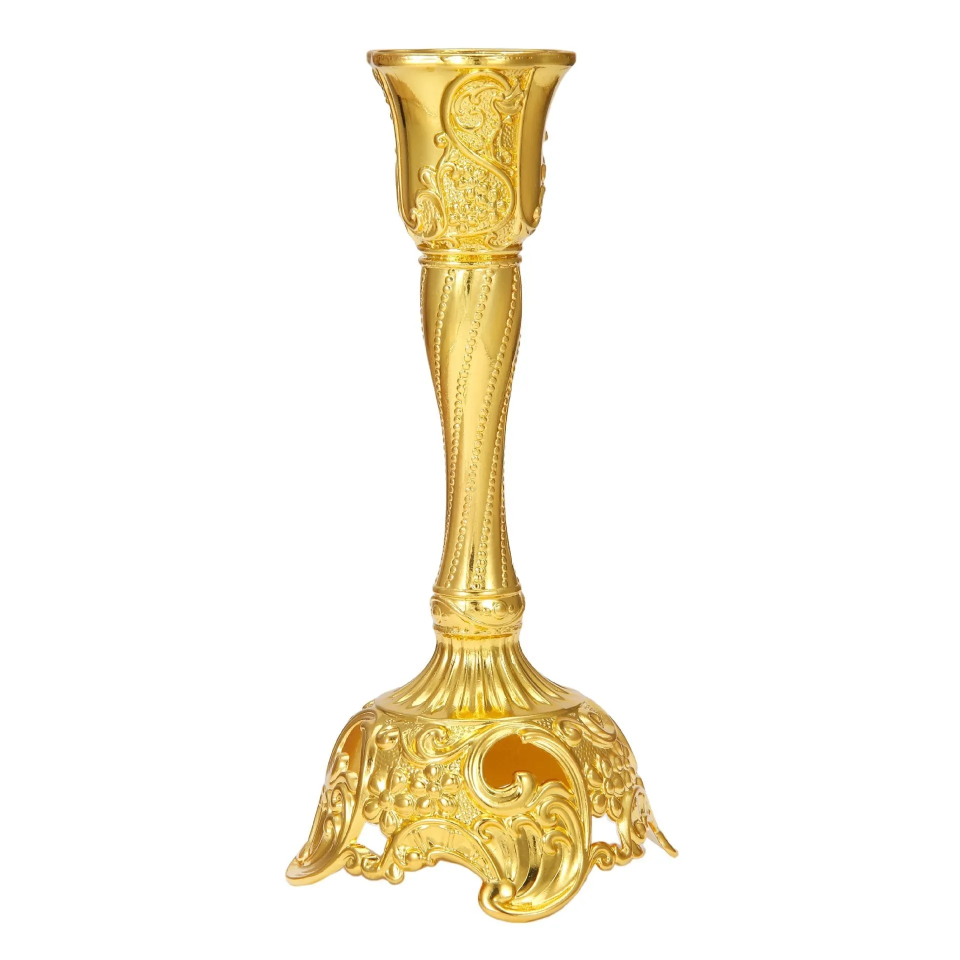 Retro metal candlestick in gold finish, small size for table decoration