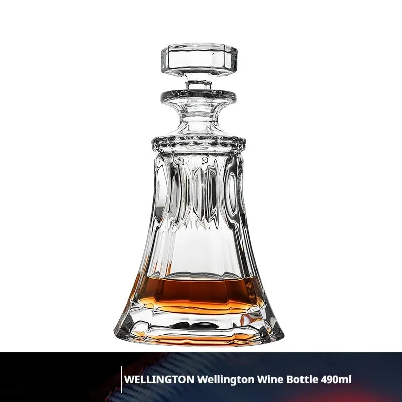 490ml imported crystal glass Wellington wine decanter set with six matching glasses in retro mild luxury style