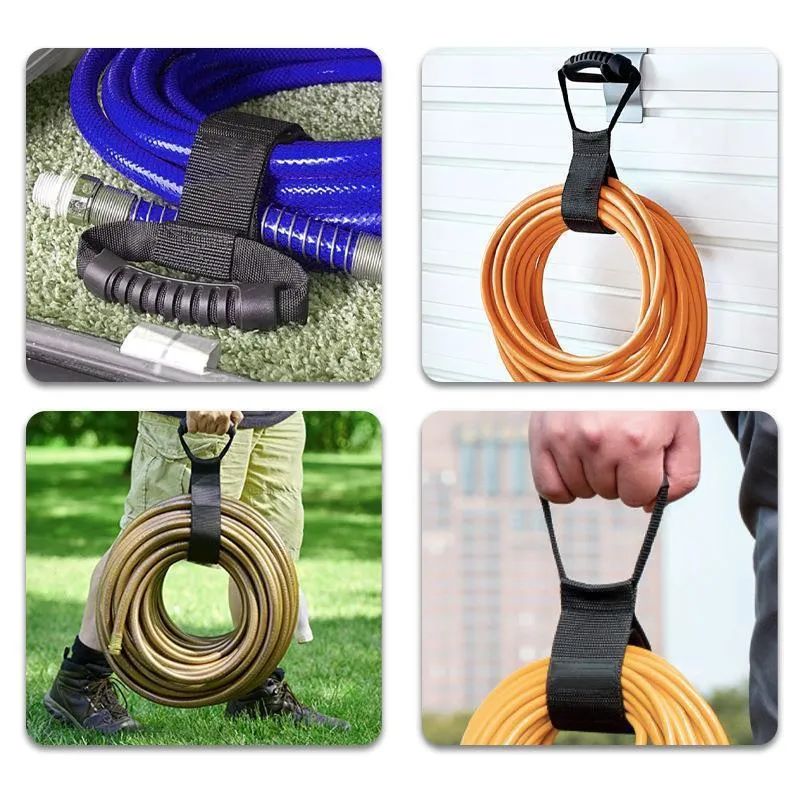 Portable heavy-duty nylon storage strap with Velcro handle in standard colour for outdoor gear organisation