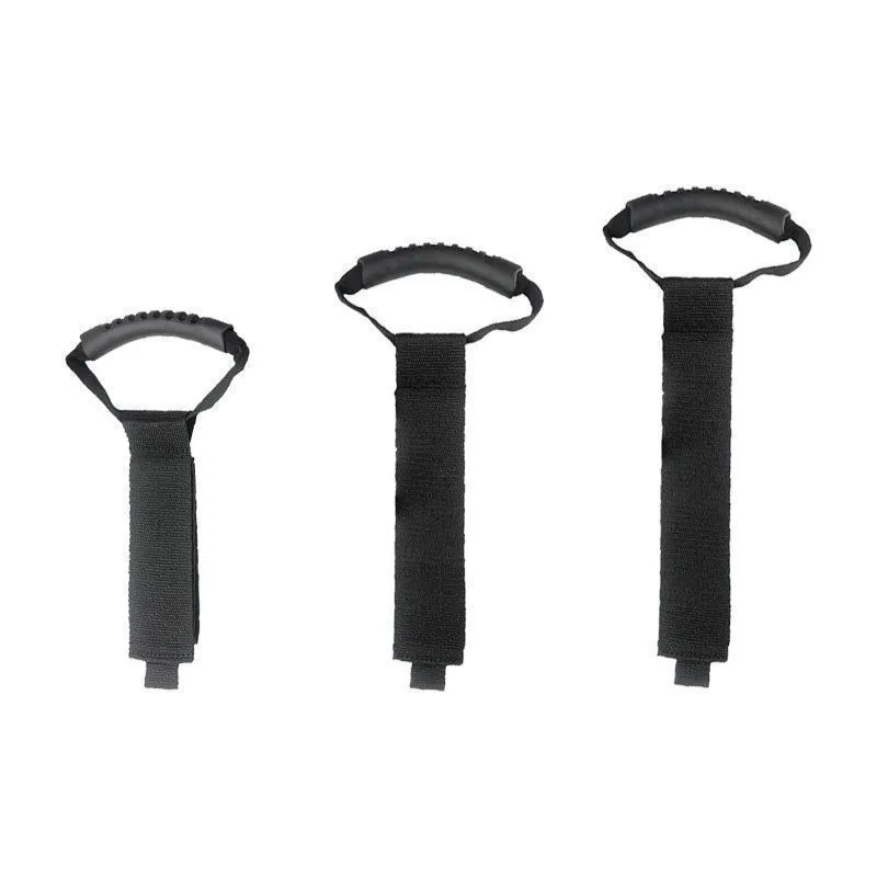 Portable heavy-duty nylon storage strap with Velcro handle in standard colour for outdoor gear organisation