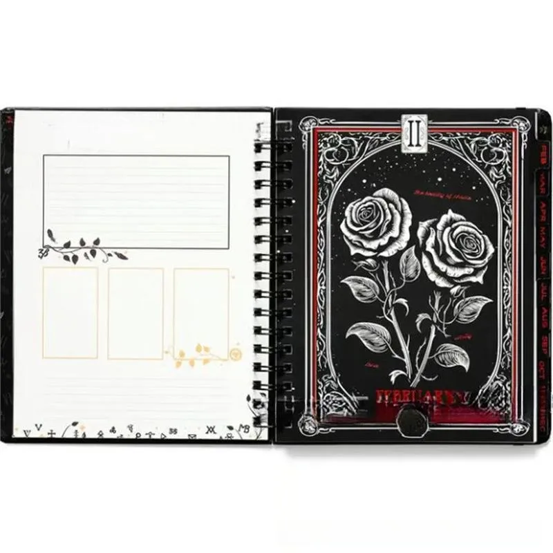 52 weeks plan notepad with 100 pages, 80g paper, 21x14.5cm, black clock cover design