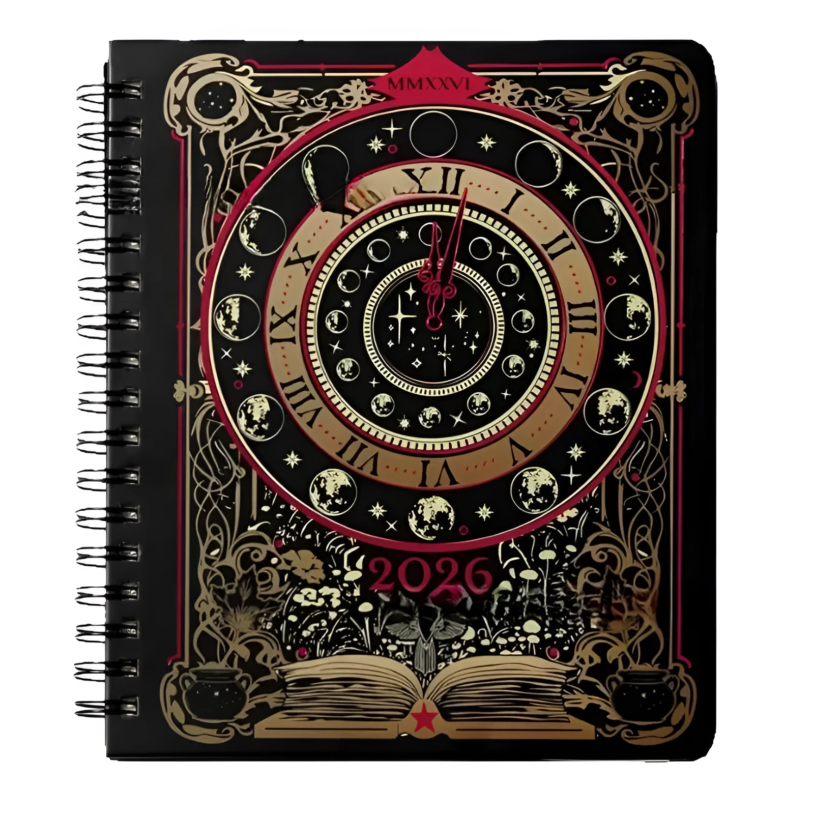 52 weeks plan notepad with 100 pages, 80g paper, 21x14.5cm, black clock cover design