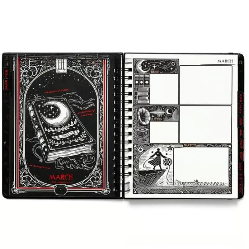 52 weeks plan notepad with 100 pages, 80g paper, 21x14.5cm, black clock cover design