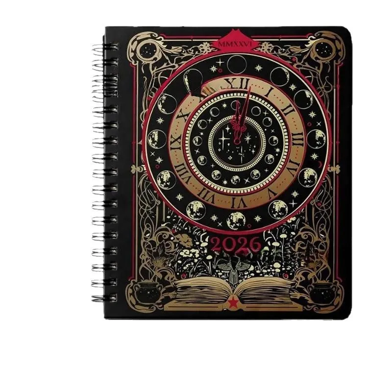 52 weeks plan notepad with 100 pages, 80g paper, 21x14.5cm, black clock cover design
