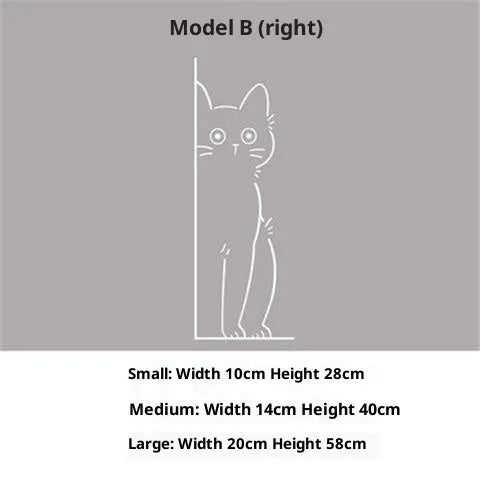 Plane wall sticker with shy kitty pattern in black on white background, 28cm size for home living room decoration