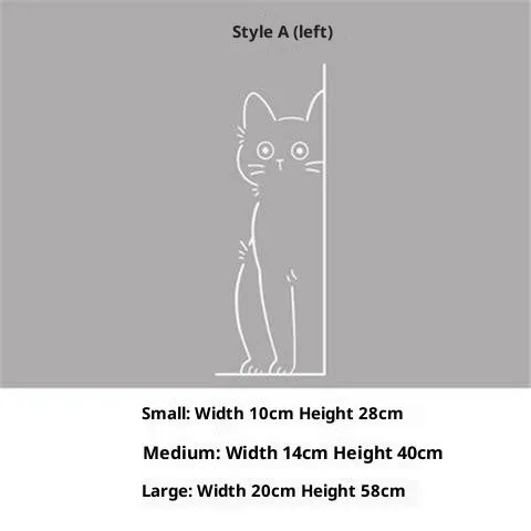 Plane wall sticker with shy kitty pattern in black on white background, 28cm size for home living room decoration