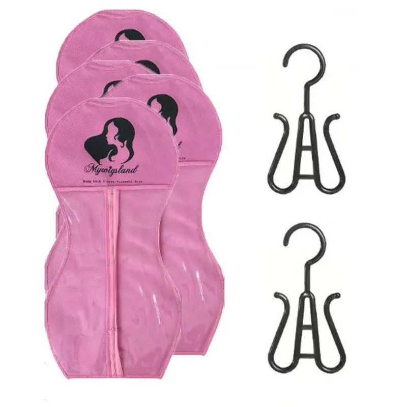 Non-woven zipper dustproof bag for wigs 29x60cm with separate hook in black