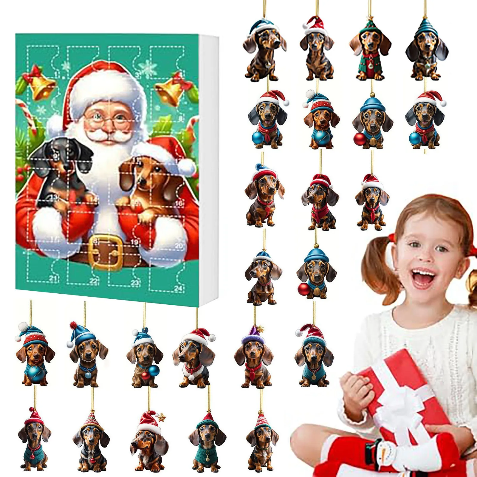 Christmas countdown pet pendant acrylic decoration in multiple colour options on wall