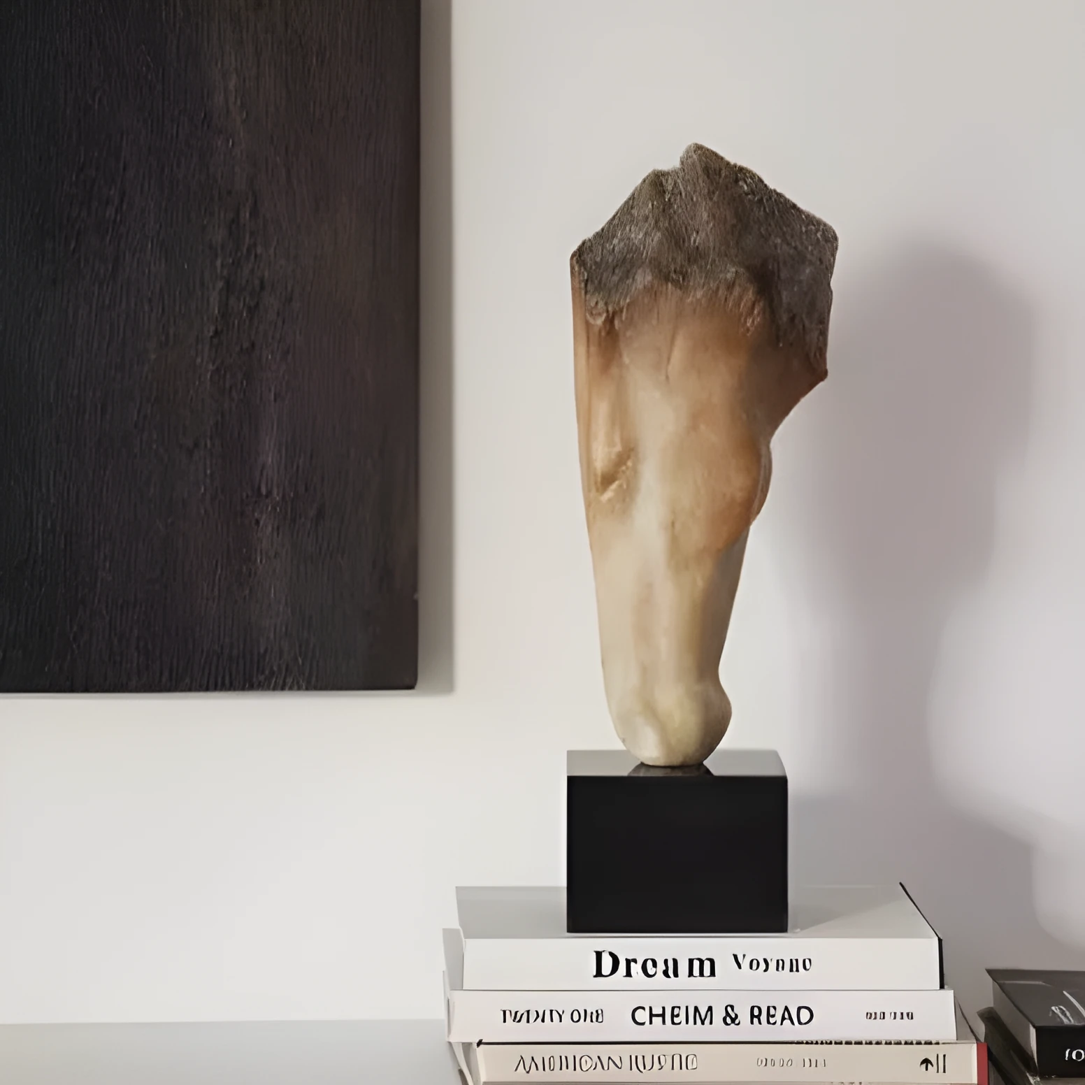 French retro style abstract horse head desktop sculpture with carved texture.