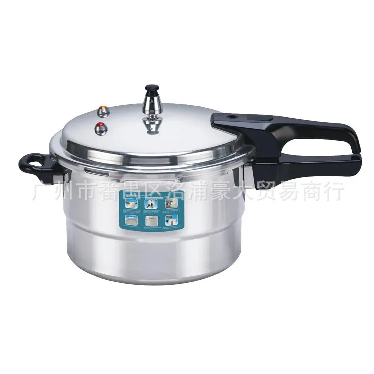 White universal pressure cooker 22cm 5L with aluminium alloy body and double sole bottom on induction hob