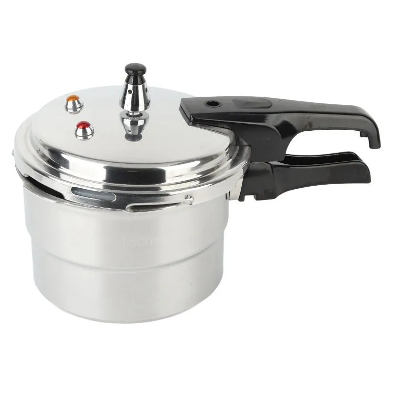 White universal pressure cooker 22cm 5L with aluminium alloy body and double sole bottom on induction hob