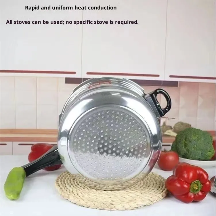 White universal pressure cooker 22cm 5L with aluminium alloy body and double sole bottom on induction hob