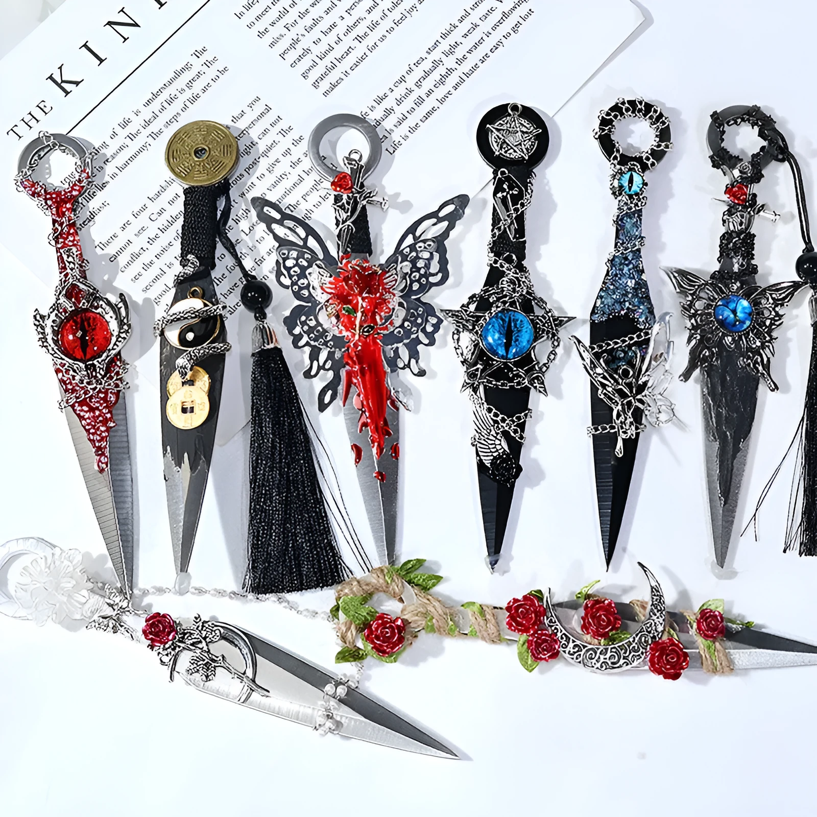 Bicai Bitter Darts handmade metal unpacking art knife in Aurora colour as DIY ornament accessory