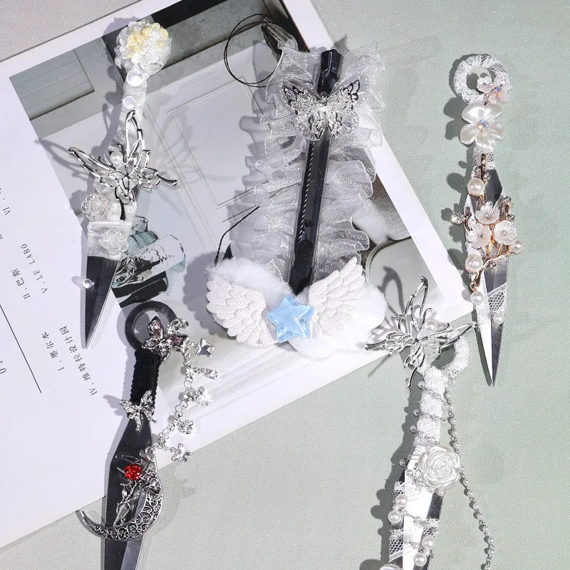 Bicai Bitter Darts handmade metal unpacking art knife in Aurora colour as DIY ornament accessory